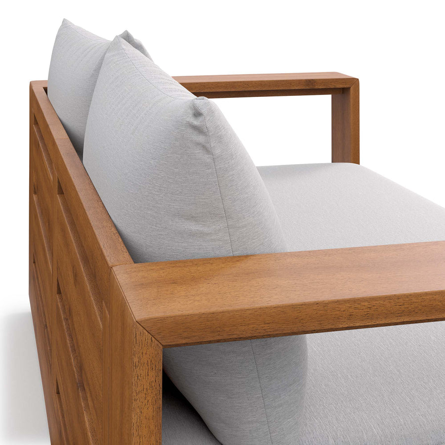 Aspen Acacia Wood Outdoor Patio Acacia Wood Loveseat in Natural Light Gray