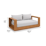 Aspen Acacia Wood Outdoor Patio Acacia Wood Loveseat in Natural Light Gray