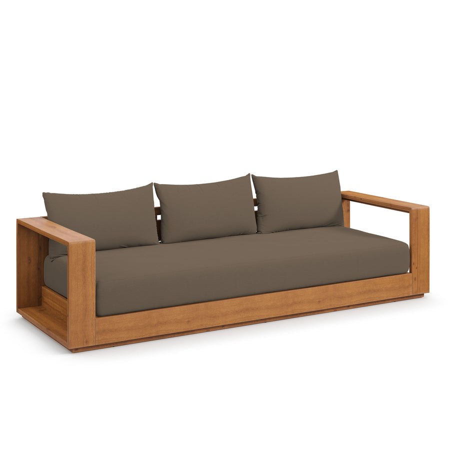 Aspen Outdoor Patio Acacia Wood Sofa in Natural Cocoa