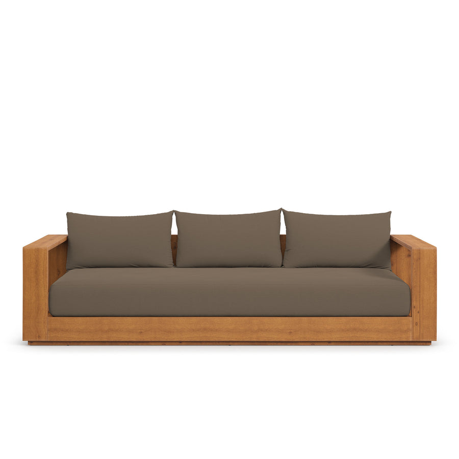 Aspen Outdoor Patio Acacia Wood Sofa in Natural Cocoa
