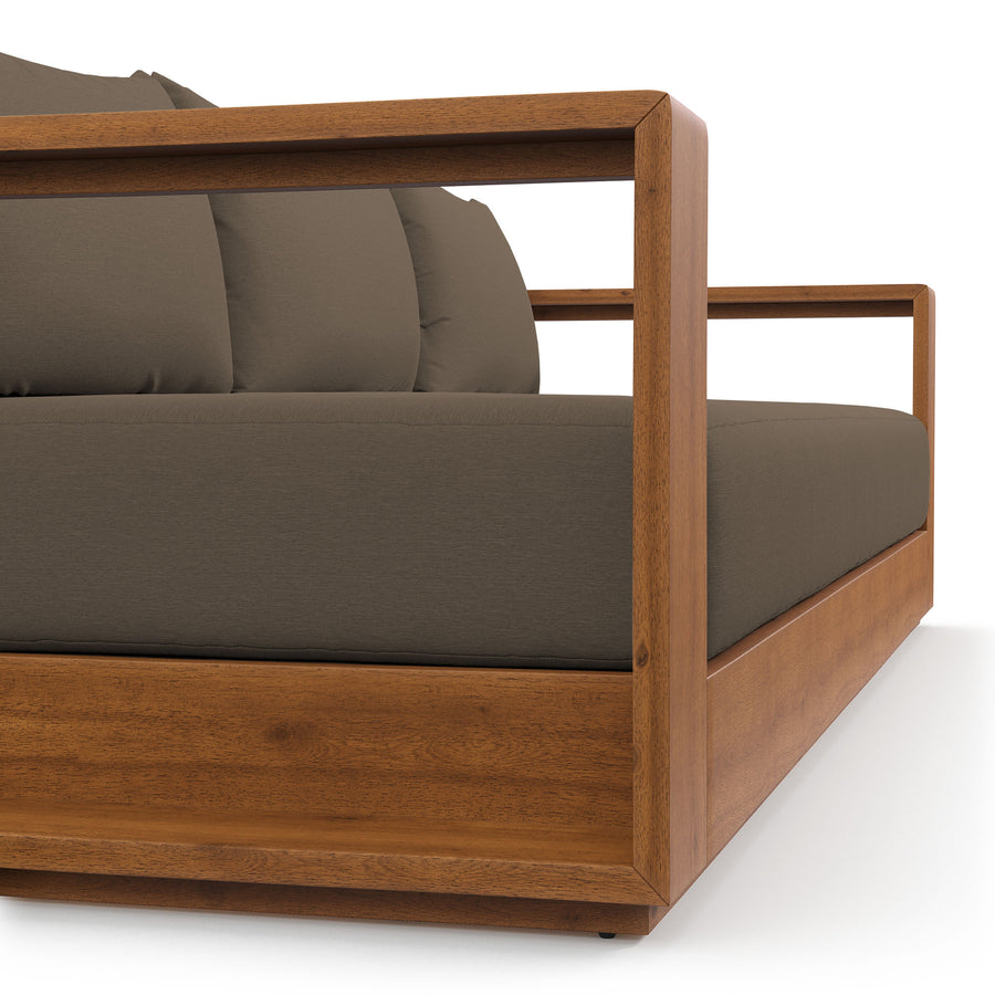 Aspen Outdoor Patio Acacia Wood Sofa in Natural Cocoa