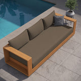 Aspen Outdoor Patio Acacia Wood Sofa in Natural Cocoa