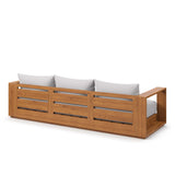 Aspen Outdoor Patio Acacia Wood Sofa in Natural Light Gray