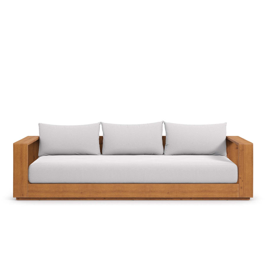 Aspen Outdoor Patio Acacia Wood Sofa in Natural Light Gray