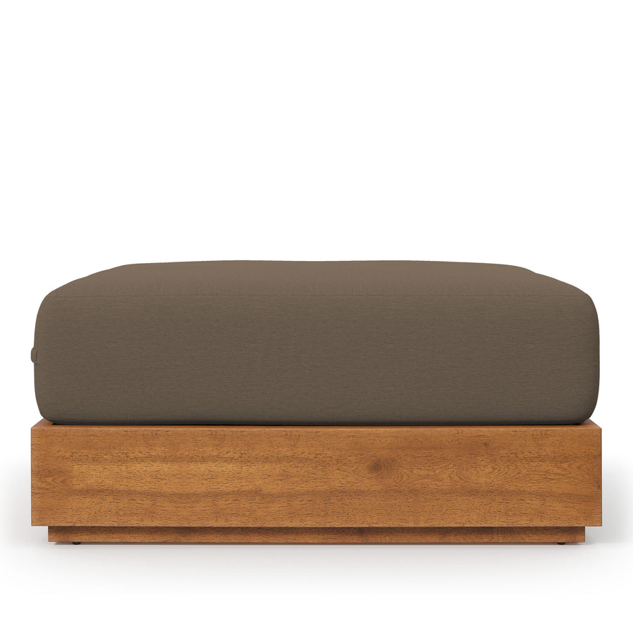Aspen Outdoor Patio Acacia Wood Ottoman in Natural Cocoa
