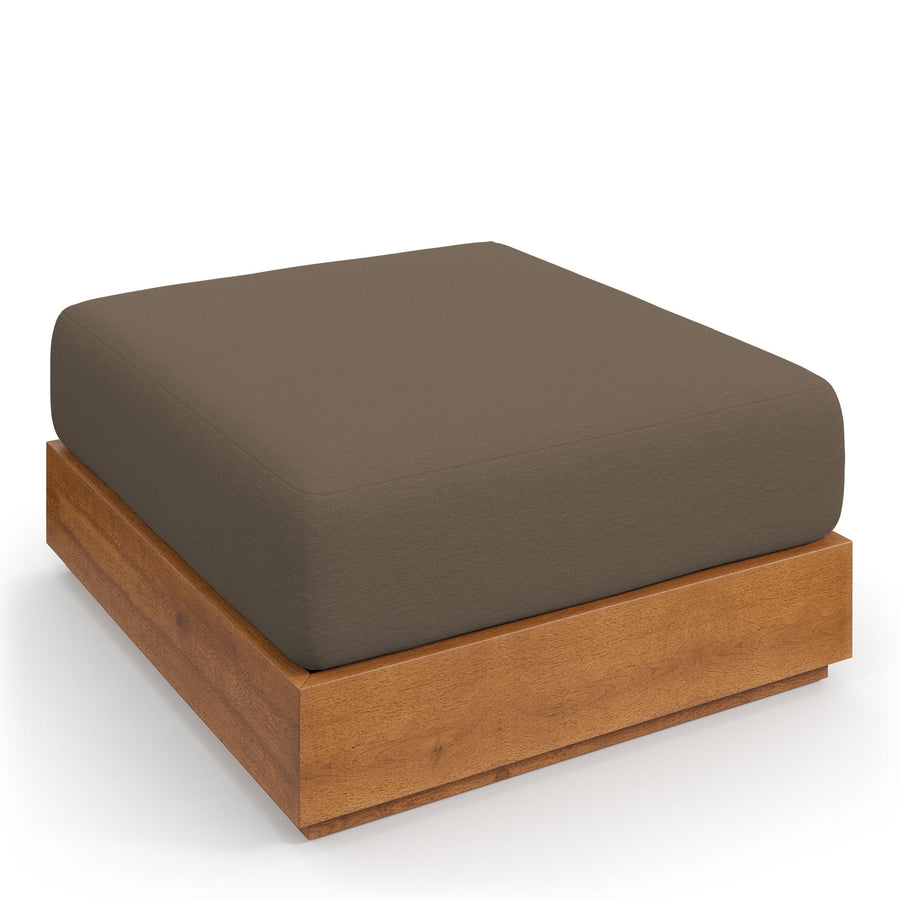 Aspen Outdoor Patio Acacia Wood Ottoman in Natural Cocoa