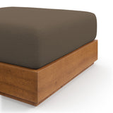 Aspen Outdoor Patio Acacia Wood Ottoman in Natural Cocoa