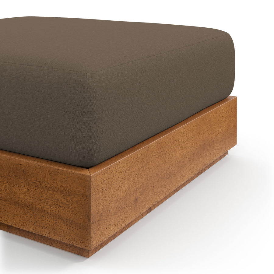 Aspen Outdoor Patio Acacia Wood Ottoman in Natural Cocoa