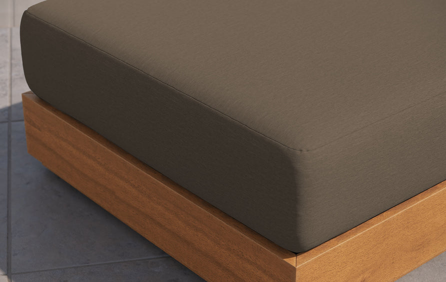 Aspen Outdoor Patio Acacia Wood Ottoman in Natural Cocoa