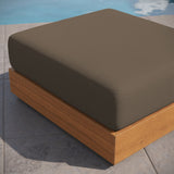 Aspen Outdoor Patio Acacia Wood Ottoman in Natural Cocoa