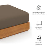 Aspen Outdoor Patio Acacia Wood Ottoman in Natural Cocoa