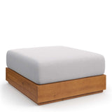 Aspen Outdoor Patio Acacia Wood Ottoman in Natural Light Gray