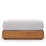 Aspen Outdoor Patio Acacia Wood Ottoman in Natural Light Gray