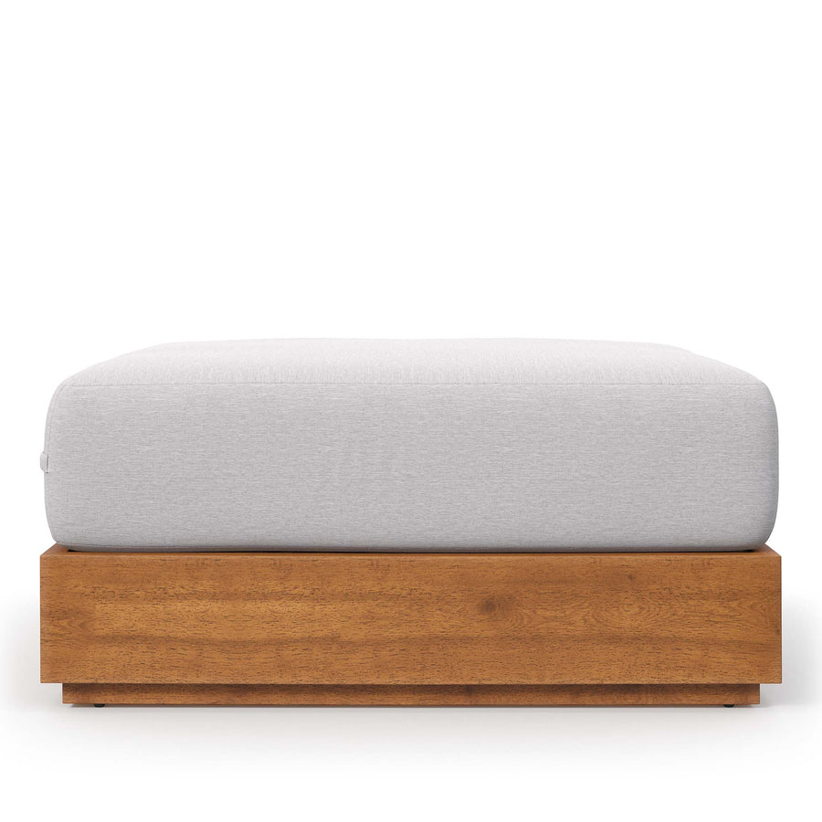 Aspen Outdoor Patio Acacia Wood Ottoman in Natural Light Gray