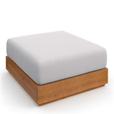 Aspen Outdoor Patio Acacia Wood Ottoman in Natural Light Gray
