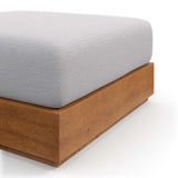 Aspen Outdoor Patio Acacia Wood Ottoman in Natural Light Gray
