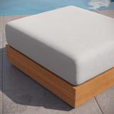 Aspen Outdoor Patio Acacia Wood Ottoman in Natural Light Gray