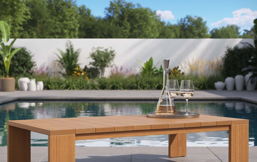 Aspen Outdoor Patio Acacia Wood Coffee Table in Natural