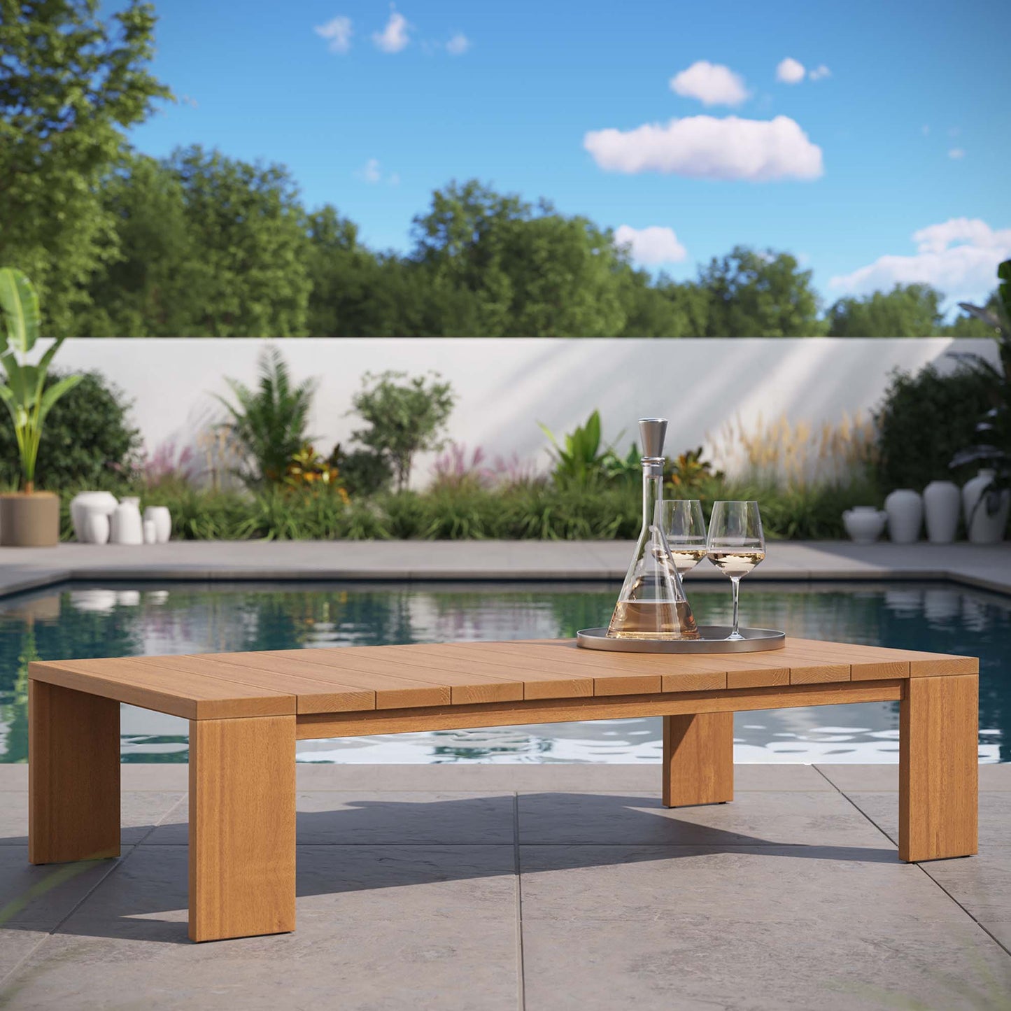 Tahoe Outdoor Patio Acacia Wood Coffee Table by Furniture For America