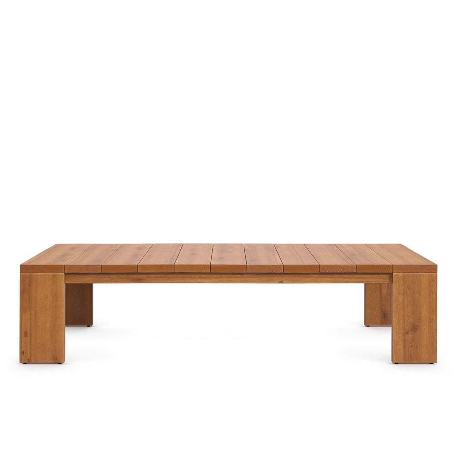 Aspen 2-Piece Outdoor Patio Acacia Wood Sofa and Coffee Table Set in Natural Cocoa