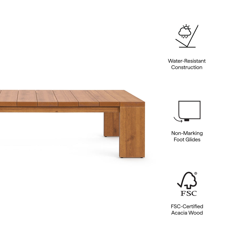 Aspen Outdoor Patio Acacia Wood Coffee Table in Natural