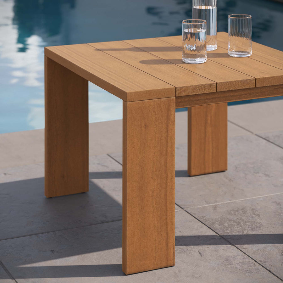 Aspen Outdoor Patio Acacia Wood Side Table in Natural