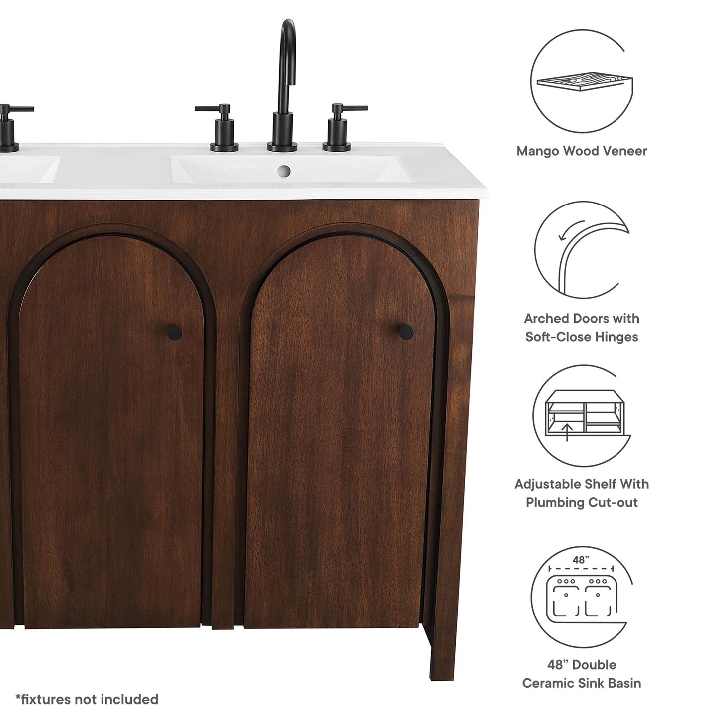 Appia 48" Double Sink Bathroom Vanity by Furniture For America