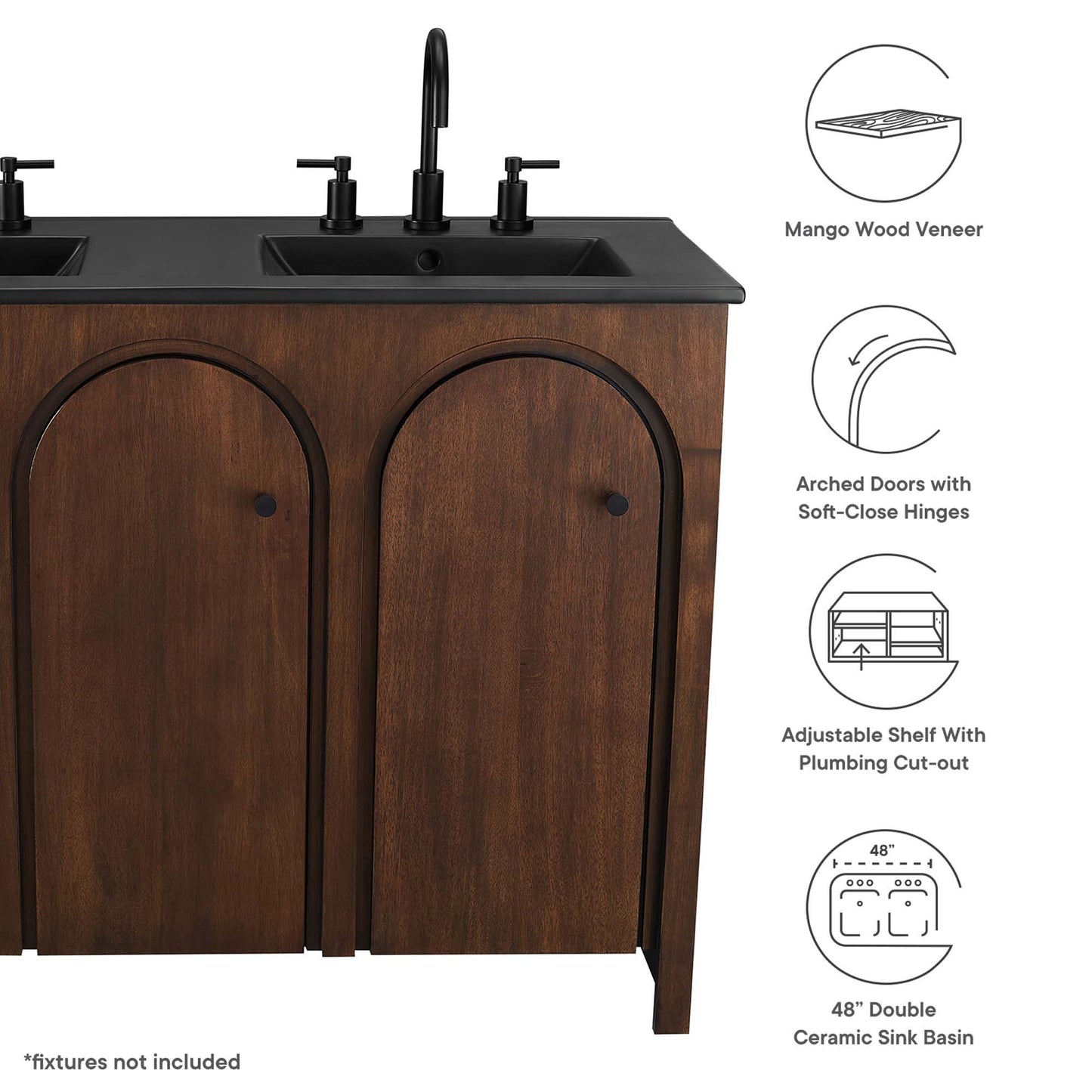 Appia 48" Double Sink Bathroom Vanity by Furniture For America