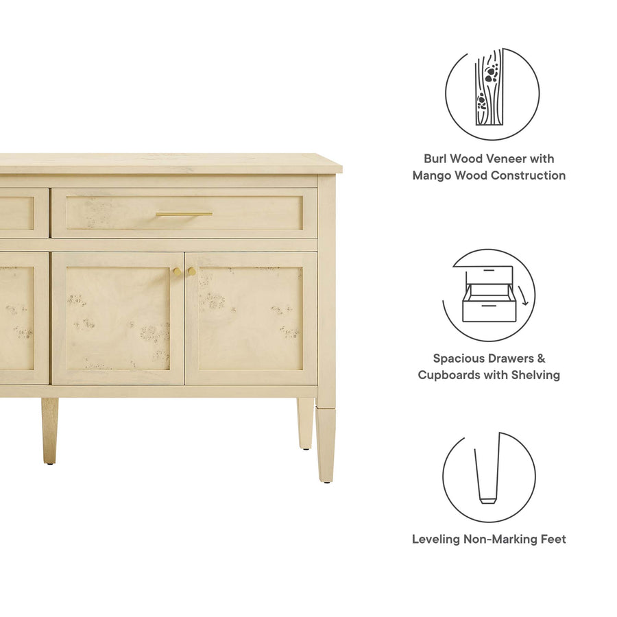 Onyx 62" Wood Sideboard in Bleached Burl