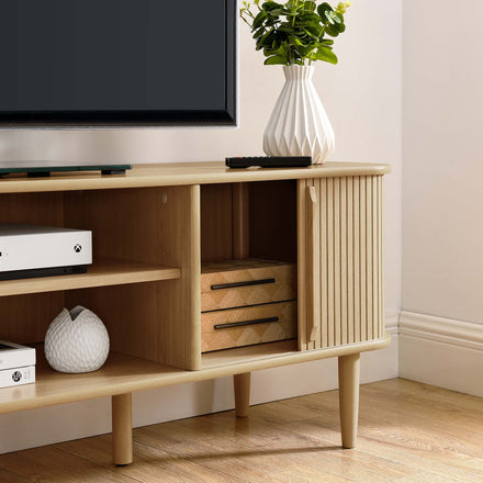Contour 63" Wood TV Stand in Oak