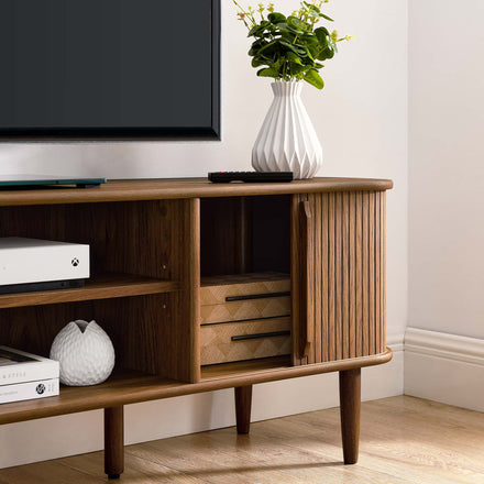Contour 63" Wood TV Stand in Walnut