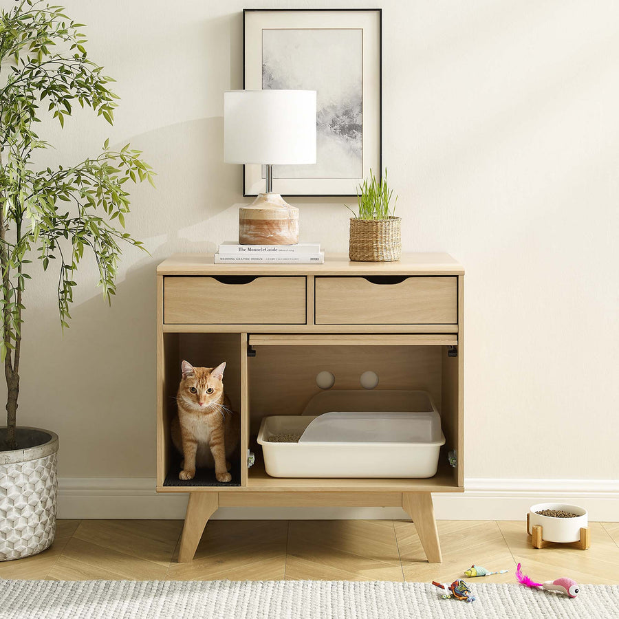 Vera Cat Cabinet in Oak