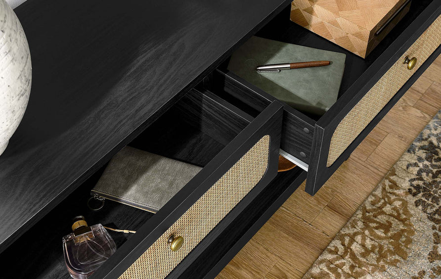 Cyrus Wood Entryway Console Table in Black