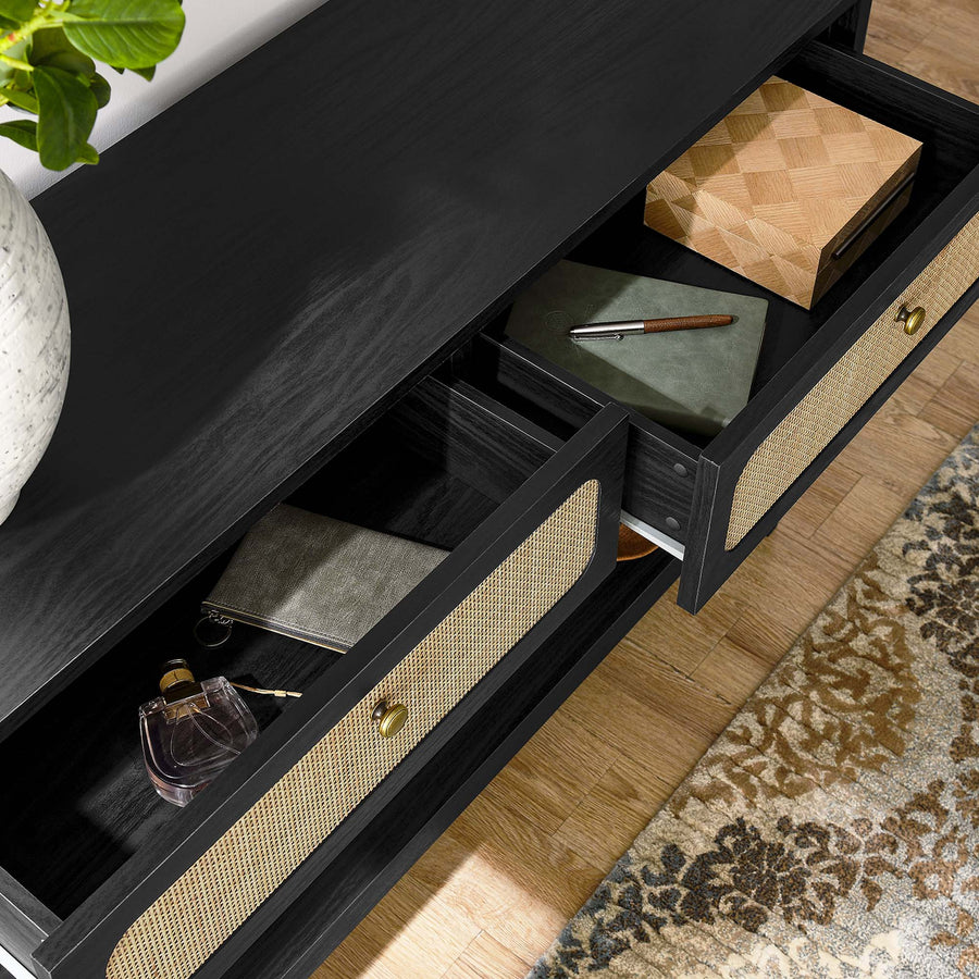 Cyrus Wood Entryway Console Table in Black