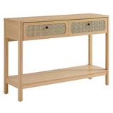 Cyrus Wood Entryway Console Table in Oak