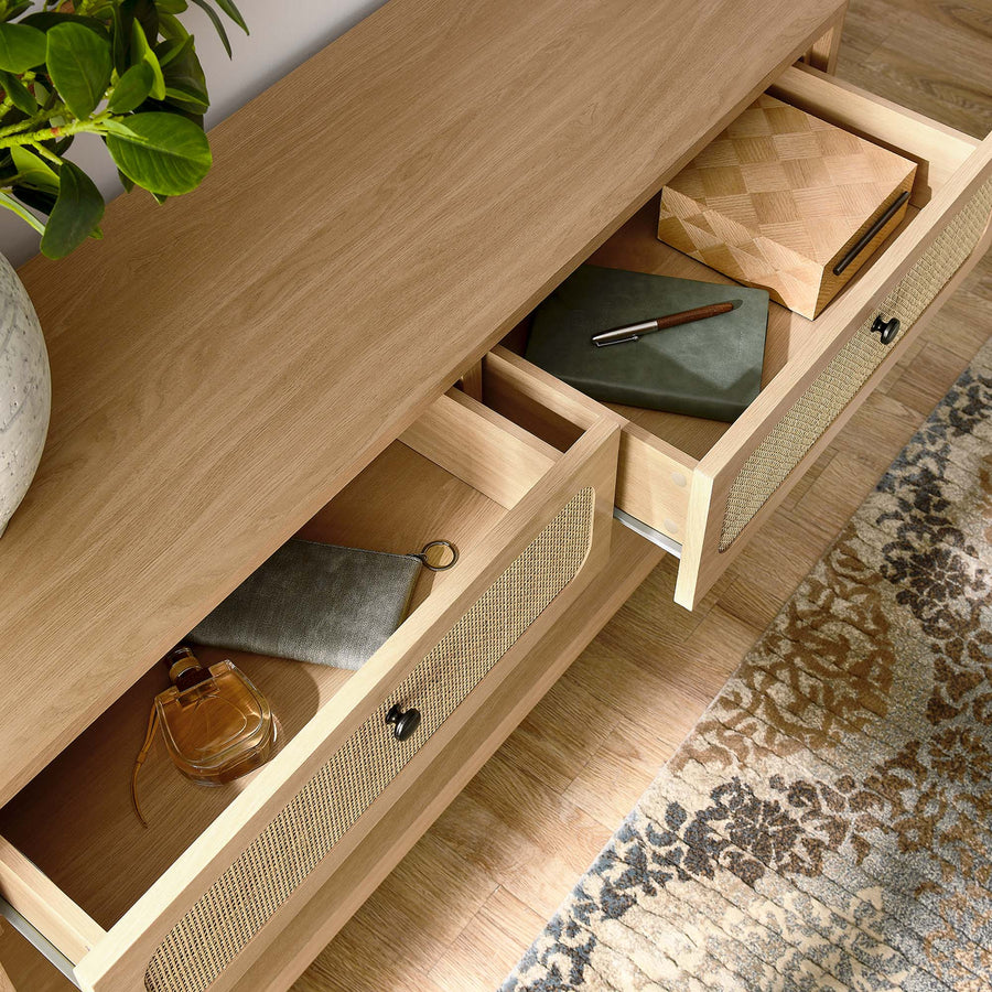 Cyrus Wood Entryway Console Table in Oak
