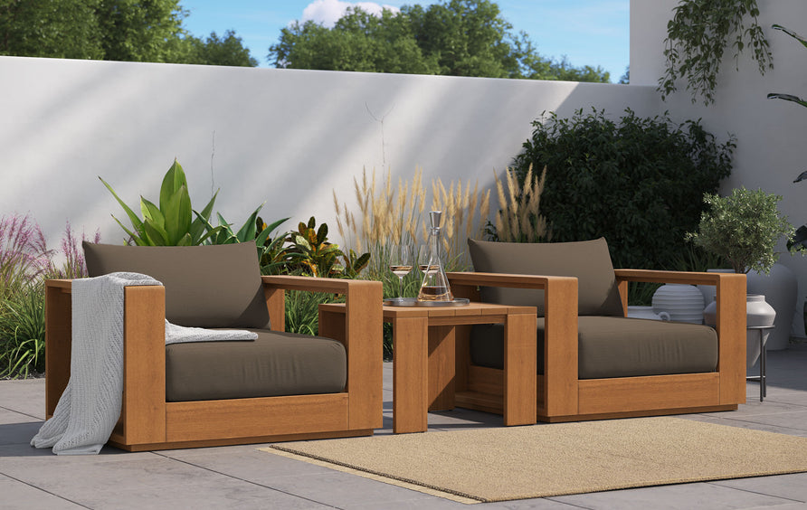 Aspen 3-Piece Outdoor Patio Acacia Wood Furniture Set in Natural Cocoa