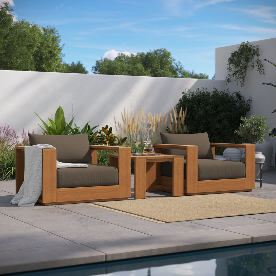 Aspen 3-Piece Outdoor Patio Acacia Wood Furniture Set in Natural Cocoa