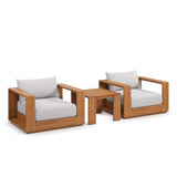 Aspen 3-Piece Outdoor Patio Acacia Wood Furniture Set in Natural Light Gray