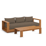Aspen 2-Piece Outdoor Patio Acacia Wood Sofa and Coffee Table Set in Natural Cocoa
