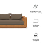 Aspen 2-Piece Outdoor Patio Acacia Wood Sofa and Coffee Table Set in Natural Cocoa