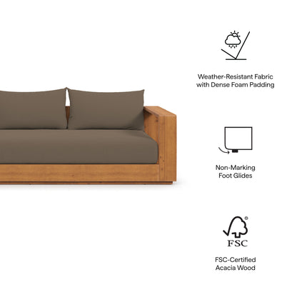 Tahoe 2-Piece Outdoor Patio Acacia Wood Sofa and Coffee Table Set by Furniture For America