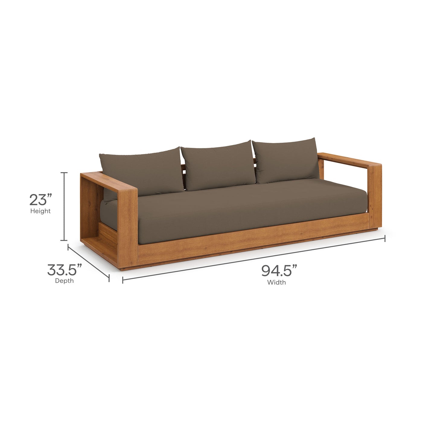 Tahoe 2-Piece Outdoor Patio Acacia Wood Sofa and Coffee Table Set by Furniture For America