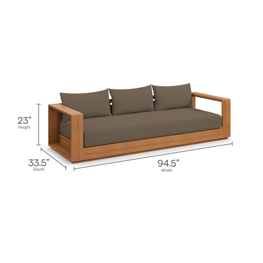 Aspen 2-Piece Outdoor Patio Acacia Wood Sofa and Coffee Table Set in Natural Cocoa