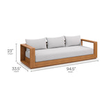 Aspen 2-Piece Outdoor Patio Acacia Wood Sofa and Coffee Table Set in Natural Light Gray