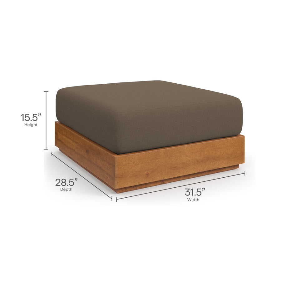 Aspen 2-Piece Outdoor Patio Acacia Wood Armchair and Ottoman Set in Natural Cocoa