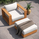 Aspen 2-Piece Outdoor Patio Acacia Wood Armchair and Ottoman Set in Natural Light Gray