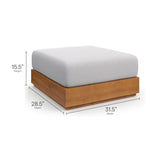 Aspen 2-Piece Outdoor Patio Acacia Wood Armchair and Ottoman Set in Natural Light Gray