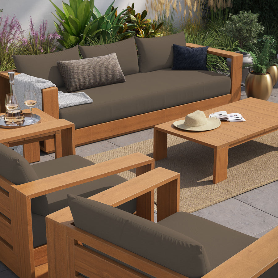 Aspen 5-Piece Outdoor Patio Acacia Wood Furniture Set in Natural Cocoa