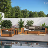 Aspen 5-Piece Outdoor Patio Acacia Wood Furniture Set in Natural Cocoa